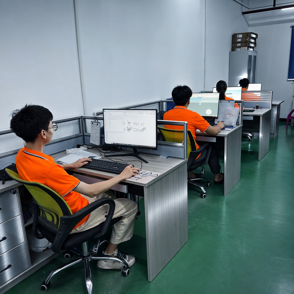 Chaoqiang engineering team at CAD workstations