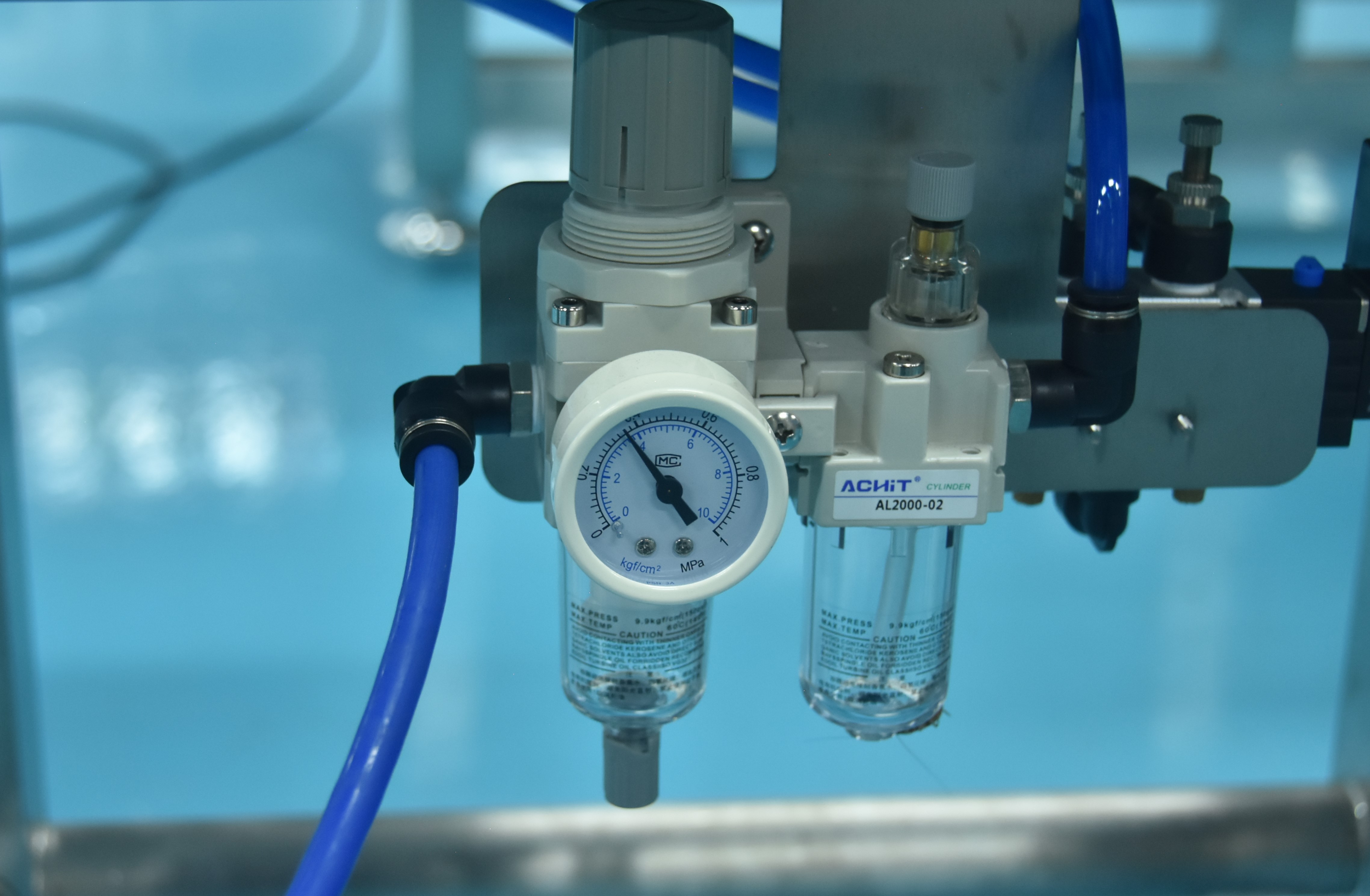 Pneumatic air treatment unit for reject cylinder
