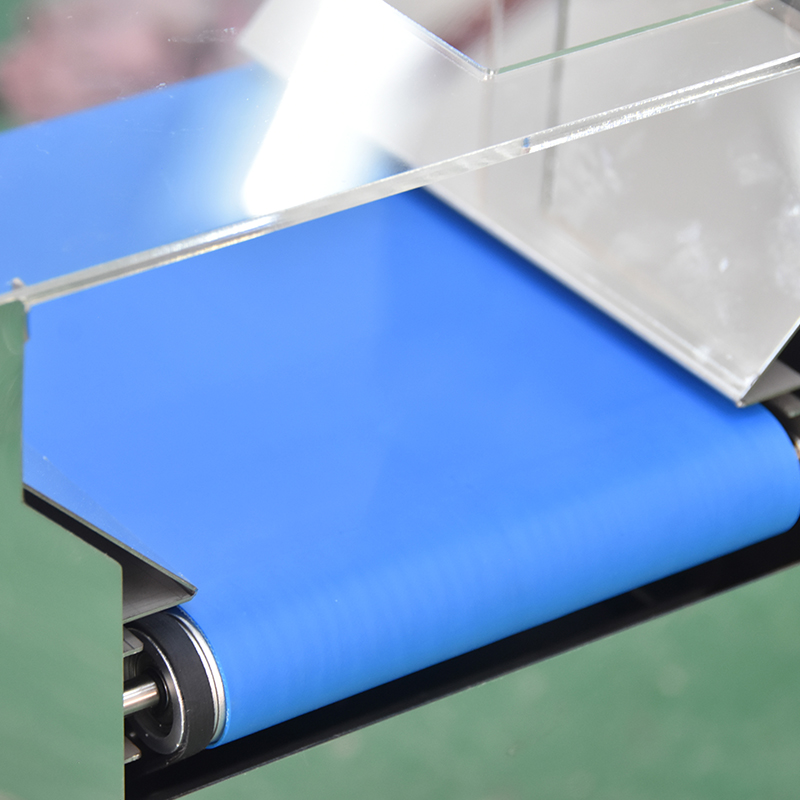 Blue food-grade PU conveyor belt with dust cover